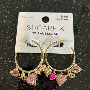 Sugarfix by Baublebar Hoop Love Charm Valentines Earrings - new in package
